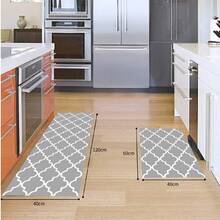 Juego de Alfombras de Tapete de Cocina de Antideslizante - 2PCS Alfombrillas de Cocina Impermeable, Resistente a Manchas y Aceite, Secado Rápido, para Cocina, Juego de Alfombras de Cocina de 2 Piezas con Alfombras de Corredor, Juego de Alfombras y Tapetes de Cocina Antideslizantes, Tapetes Lavables (40*60cm+40*120cm) - Gris - Ver 2