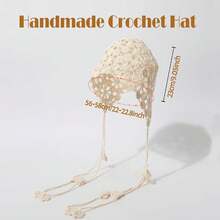 Handmade Crochet Beanie Sun Summer Hat Skull Cap For Women Lace Beach Hat Lightweight,Snowflake-Beige - 雪花米色 - 查看 4