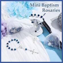 1/5/10 Sets - Baptism Gift Set, Faux Navy Blue Crystal Bracelet And Cross Pendant, Benefits For Birthday Party And Commemorative Gifts, Benefits For Baptism Wedding Party, Women Baptism Gifts, Birthday Party Gifts, Wedding Party Gifts, Bridal Shower, Anniversary Party, Theme Party, Halloween, Christmas, Thanksgiving And Harvest Festival Gifts And Decorations, Autumn (Blue) - Blue - View 2