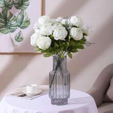 Duovlo Springs Flowers Artificial Silk Peony Bouquets Wedding Home Decoration,Pack Of 1 (Spring White),20.87*3.5,SpringWhite - 春白 - 查看 7