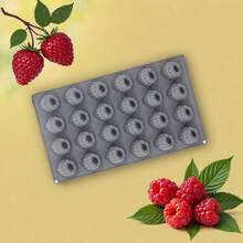1pc Silicone Raspberry Charlotte Cake Mold, 24-Cavity Non-Stick Baking Mold For Making Raspberry Tarts, Mousse Cakes, Jelly Rolls, Baking Accessories - Grey - View 2