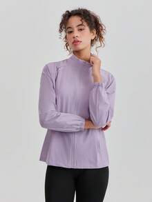夏季轻薄透气防紫外线夹克，户外运动速干时尚印花休闲女式防风外套 - 紫丁香色 - 查看 14