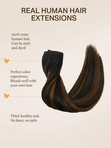 DOORES Hair Extensions With Hair Rings, 100% Human Hair, 12-22 Inches, 70-120g, Invisible Natural Black To Chestnut Brown, With Adjustable Clips And Invisible Steel Wire - S1B/6/1B - View 2