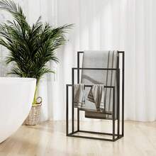 vidaXL Porte-serviettes sur pied Noir 48x24x79 cm Fer - Noir - Voir 2