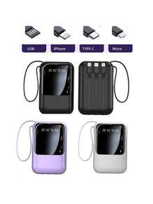 Power Bank Batería Portátil 20000mah Carga rápida 4 cables incorporados Pantalla LED digital cargador portátil - Multicolor - Ver 12