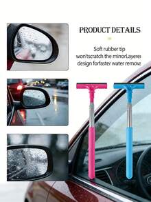 Retractable Car Rearview Mirror Wiper, Extendable Car Glass Wiper With Telescopic Handle, Portable Cleaning Tool Suitable For All Vehicles, Retractable Car Glass Cleaning Sponge Brush - Handheld Manual Rearview Mirror Wiper, Non-Electric Ergonomic Design With Ergonomic Handle, Bristles, Quick Cleaning, Car Cleaning Accessory - Multicolor - View 9