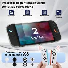 Kit de accesorios para el modelo 2 de NintendoSwitch, incluye estuche de transporte, paquetes de alcohol, paño libre de polvo, pegatinas, llavero, estent, caja de tarjetas, pegamento libre de polvo, bolsa, manga de dedos, manga de control remoto multicolor, protector de Joy-Con, estuche de trasfondo transparente, manga de asa transparente, línea de datos, película templada - Blanco - Ver 6