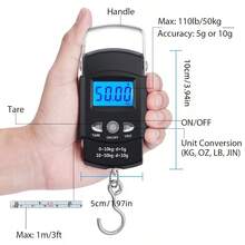 Handheld LCD Digital Scale With Fishing Hook Weights - Gorelax Libra Mini Pocket Digital Travel Bag - Black - View 5