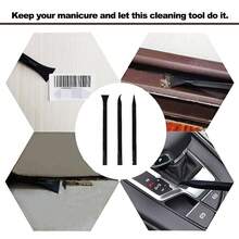 6-Piece Scraper Tool Set, Multi-Purpose Cleaning Tool, Double Headed Scraper, Plastic Scraper Tool, Car Detail Gap For Cleaning Cracks And Dirt In Narrow Kitchen Spaces - Black - View 3