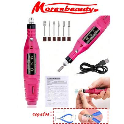 MORE BEAUTY 1pc Máquina De Limar Uñas Eléctrica Ciri Set Con Brocas Y Anillos De Lijado, Bolígrafo De Arte De Manicura Eléctrico Portátil, Esmeril Y Limado Eléctrico De Uñas,Comprar kit de herramientas de afilado de uñas, es decir, regalar un corte de piel muerta de color aleatorio, Lima Electrónica Para Uñas, Kit De Máquina De Manicura, Pulidor De Uñas De Gel, Removedor De Cutículas Y Piel Muerta, Removedor De Callos, Equipo De Pulido Y Limado De Uñas, Accesorio De Kit De Manicura Y Pedicura, Herramienta Para Uñas De Cerámica De Acrílico De Gel, Para Salón Y Uso Doméstico, El Mejor Regalo De Año Nuevo Para Niñas