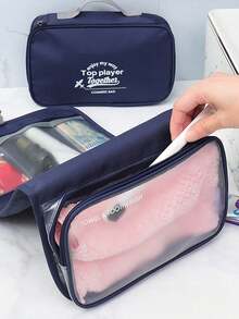 Geantă de machiaj unisex, geantă de călătorie pliabilă cu cârlig, geantă portabilă de mare capacitate, geantă de separare umedă uscată, geantă de depozitare multifuncțională - Multicolor - Vizualizare 1