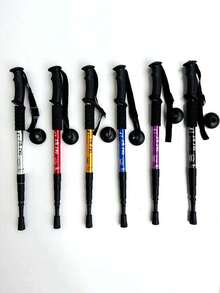 超轻可调节登山杖，符合人体工学的T型手柄和减震系统 - 耐用铝合金材质，握感舒适，适合徒步旅行、远足、散步和辅助老人；耐用的徒步配件；户外步行辅助工具 - 彩色 - 查看 7