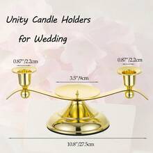 Unity Candle Holder For Wedding Ceremony Set - 3 Arm Metal Gold Candle Stand For Pillar Taper Candlestick Unity Candles Centerpiece Decor Bride Reception Anniversary Decoration Gift - Gold - View 3