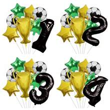 Trofeo de número negro y dorado de 32 pulgadas, trofeo de fútbol estrella verde de 18 pulgadas, conjunto de globos de papel de aluminio, decoraciones para fiesta de cumpleaños - Blanco y Negro - Ver 1