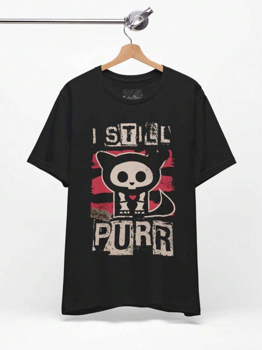 I Still Purr Kit The Cat Tee - Unisex Skelanimals Shirt - Scene Emo Fashion - 2000's Hot Topic Vinta - màu đen - Xem 1