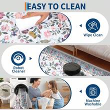 Hodeffior Floral Area Rugs Living Room, Modern Decor Washable Rugs, Foldable Farmhouse Carpet For Kitchen, Non-Slip Indoor Floor Mat For Entrance Hallway - Light Blue - View 7