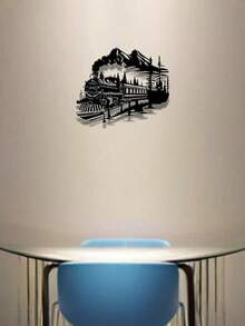 1 buc. Decor artistic metalic cu tren vintage, decor elegant cu tren, design peisagistic de munte și pădure, cadou ideal pentru pasionații de trenuri și fanii căilor ferate, mobil și reutilizabil, nu necesită electricitate, ușor de agățat, decor artistic de perete metalic de înaltă calitate, potrivit pentru decorarea Ramadanului, acasă, baie, dormitor, sufragerie - Multicolor - Vizualizare 9