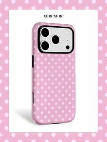 Xercxerc Polka Dot Pattern 2-In-1 PC TPU Hard Soft Case With Large Window For IPhone 11 12 13 14 15 16 17 Pro ProMax Air - Pink - View 2
