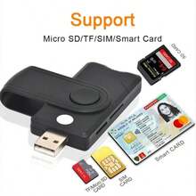 USB Smart Multi-Function Card Reader XJF-612 | CAC Reader - Black - View 4
