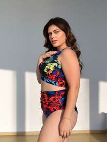 Women's High Waist Two Piece Swimsuit – Printed Bikini For Pool & Beach Days - TD-C007-09 - 查看 1