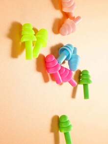 10pcs/5pcs/2pcs/1pair Spiral Rubber Earplugs, Creative Solid Color Random Color Noise Cancelling Earplugs, Suitable For Bedroom, Travel, Office, School, Back To School Supplies - Multicolor - View 5