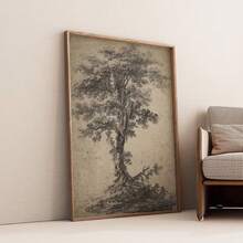 1幅带框/不带框复古树木素描乡村风帆布海报，古董风景复古墙面艺术印刷品，农舍田园风装饰画，适用于公寓、客厅、卧室、现代家居装饰 - 彩色 - 查看 4