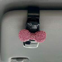 1pc Rhinestone Bow Car Sun Visor Glasses Clip - A - View 5
