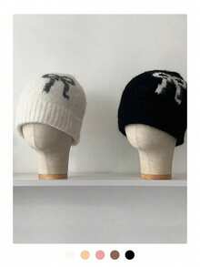 妖蝶针织帽时尚百搭适合秋冬街头风Y2K猫耳帽保暖护耳复古百搭超大针织防寒帽 - 彩色 - 查看 1