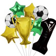 Trofeo de número negro y dorado de 32 pulgadas, trofeo de fútbol estrella verde de 18 pulgadas, conjunto de globos de papel de aluminio, decoraciones para fiesta de cumpleaños - Blanco y Negro - Ver 14