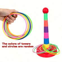 6pcs/9pcs/12pcs Colorful Plastic Ring Toss Game Set, Interactive Indoor/Outdoor Toy, Outdoor Hoopla Game, Suitable For Parties, Competitions, Adults And Group Activities, Multi-Color Hoops Perfect For Backyard, Lawn, Birthday Decor, Summer Beach Carnival - Multicolor - View 11