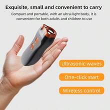 超声波驱狗器，高续航双头训狗器，便携式防吠装置，带双闪光灯 - 黑色 - 查看 4