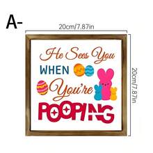 Easter Egg Rabbit Wooden Sign, Fun Desktop Decoration, Festive Kitchen Decor, Home Living Room Ornament, Creative Office Desk Slogan Decoration, Decorative Signs And Plaques - Wood Panel Painting - View 11