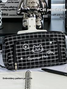 Conjunto com 1 unidade de estojo/bolsa para material escolar, estojo grande para material escolar, estojo portátil para material escolar, cosméticos, presente portátil, adequado para escritórios, escolas, jovens, meninas, meninos, meninas e adultos. [O produto inclui apenas o estojo/bolsa para material escolar; acessórios da imagem não inclusos.] - Multicolorido - Ver 3