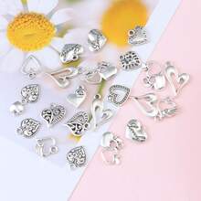 20个/50个随机心形合金吊坠，镂空可扩展心形挂件，适用于珠宝制作、DIY手链耳环，送给爱人和闺蜜的礼物，手工制作 - 彩色 - 查看 3