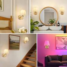 Battery Powered Wall Light, Wireless Charging Wall Light With Remote Control, Dimmable, 15 RGB Colors, Timer, Suitable For Living Room, Bedroom, Entrance, Gold - 15 Colors - View 10