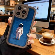 Funda de teléfono de moda, compatible con varios modelos de ,  y , diseño de astronauta explorador espacial para modelos de ,  y , protector de teléfono, funda de pareja, regalo para novio o novia, presente de vacaciones, este es un regalo popular para amigos o socios, adecuado para ocasiones de negocios. Duradera, resistente a las manchas y a las huellas dactilares, esta nueva funda para teléfono de hombres y mujeres es un gran regalo. - Negro - Ver 5