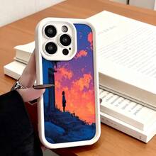 Funda de teléfono de moda, compatible con varios modelos de ,  y , funda de teléfono con diseño artístico de una chica silueta parada en una colina contra un cielo atardecer vibrante, compatible con varios modelos de ,  y , funda de protección para teléfono, funda de pareja, regalo para novio o novia, regalo de vacaciones, este es un regalo popular para amigos o socios, adecuado para ocasiones de negocios. Duradera, resistente a las manchas y a las huellas dactilares, esta nueva funda para teléfono de hombres y mujeres es un gran regalo. - Burdeos - Ver 4