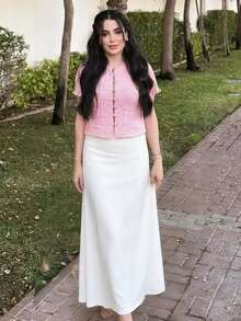 女士开衫上衣毛衣冬季纽扣上衣粉色可爱夏季针织短袖露脐外套针织衫女士露脐毛衣针织衫 - 西瓜粉 - 查看 3