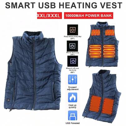 USB Heated Vest, Nano Carbon Fiber Heated Vest | 5-Panel Heating, Warm Jacket, Winter Outdoor Cycling Vest, Suitable For Motorcycles, Camping, Fishing, Skiing, Ski Resort Staff, And Winter Outdoor Activities.