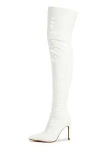 Women's Thigh High Boots, Pointy Toe Stiletto High Heel Over The Knee Boots, Fashion Comfy Sexy - trắng - Xem 14