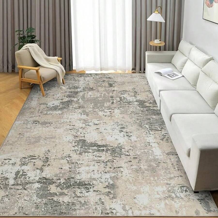 Runner Rug 2x6 Modern Abstract Hallway Rug Washable Area Rug Soft Area Rug For Bedroom Stain Resistant Rugs With Non Slip Backing Low Pile Rug For Kitchen Bathroom - gris amarillo - Ver 1