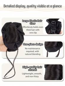 Synthetische Dutt Perücke Clip, Perücken Haargummi, Blumen Dutt, natürlicher und flauschiger niedriger Dutt Perücken Paket, lässige Haarzubehör Frauen Haarklammern, elegante Haarklammern, Modehaar Haarspange, elegante Haarklammer