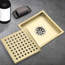 1 pieza Desagüe de ducha cuadrado, rejilla de drenaje de acero inoxidable - Diseño moderno y elegante, rejilla extraíble, anti-olor y anti-obstrucción, tapa de drenaje integrada, sistema de drenaje eficiente, estructura duradera, adecuado para baño, balcón, cocina - Disponible en tamaños de 4 pulgadas y 6 pulgadas