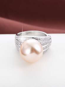 1pc Fashion Wide Band Design Cubic Zirconia Adjustable Ring For Women - Multicolor - View 18