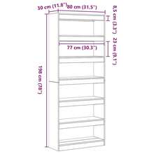 Larryhot Armadio per Libri Rovere Sonoma 80 x 30 x 198 cm, Facile da assemblare, dall'estetica elegante e raffinata, pratica per riporre gli oggetti, la scelta ideale per l'organizzazione e la decorazione domestica - Castano - Visualizzare 10
