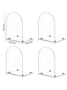 4 pièces de supports de livre en acrylique transparent, convenant aux étagères à livres et aux bureaux, utilisés pour ranger les fournitures de maison/bureau et les livres, le rangement et l'organisation de la maison, les serre-livres, les supports de livre décoratifs - Transparent - Voir 13