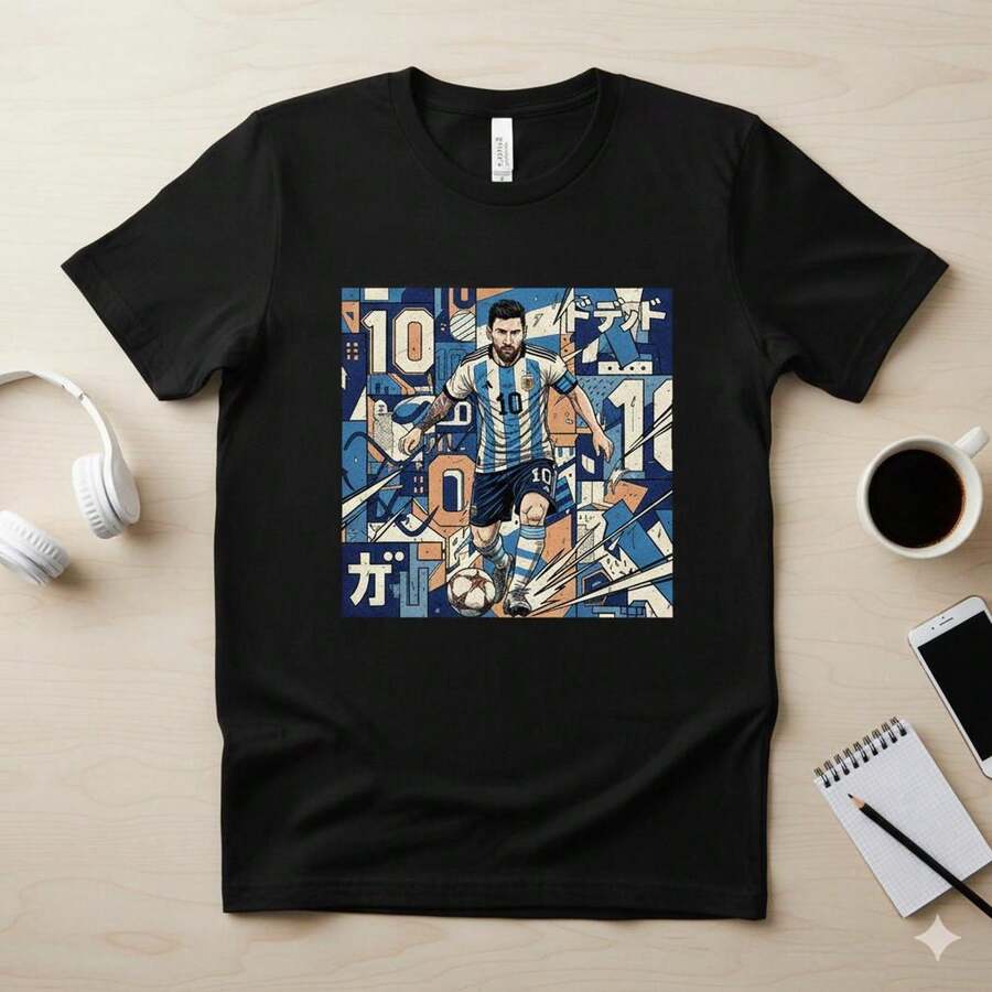 Lionel Mesi Jersey PNG Football Fan Design Soccer Hoodie T-Shirt Print Sports Fan Apparel Digital Download - màu đen - Xem 1
