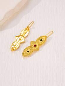 Herseygold 一对镀金中东奢华新娘发饰，阿拉伯婚礼派对女士头饰