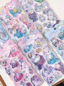 3D立体注水箔贴纸，卡通3D立体注水摇摇乐装饰贴纸，适用于剪贴簿、圣诞节DIY - 彩色 - 查看 2