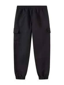 男士户外运动裤，慢跑裤款式，弹性腰带，腰部抽绳，多口袋设计，休闲简约，适合男孩或男士穿着 - 黑色 - 查看 7